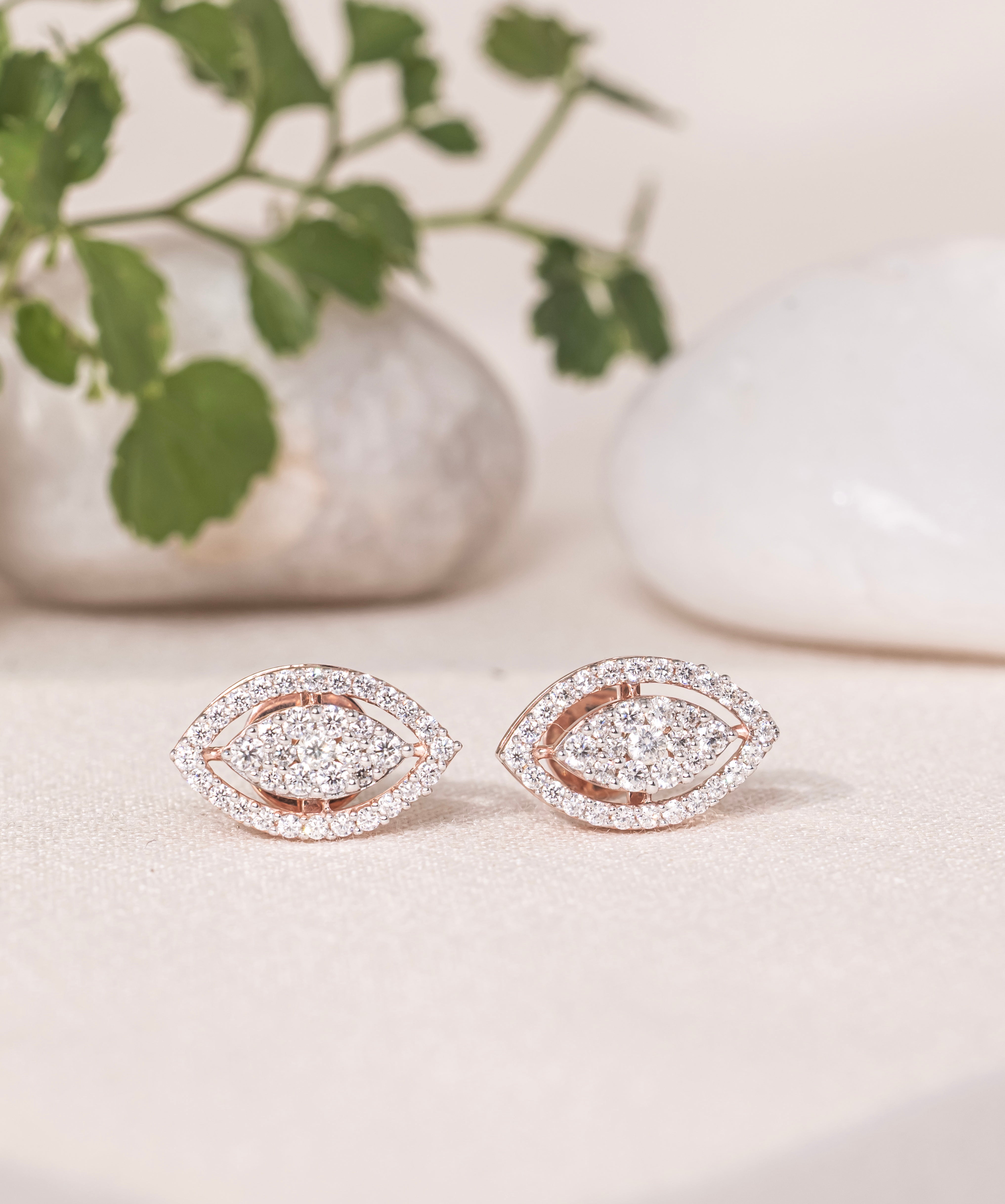 Aurevyn Marquise Halo Stud Earrings